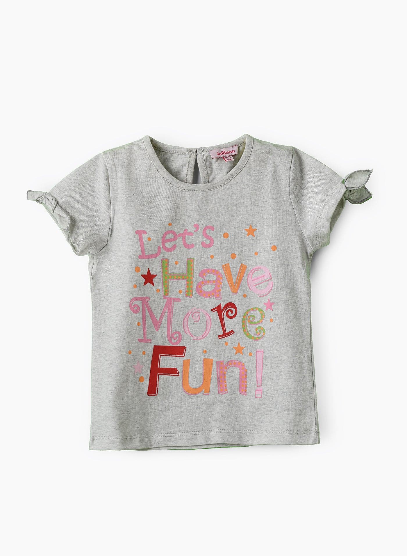 Girls Grey Graphic Print Tie Sleeve Top