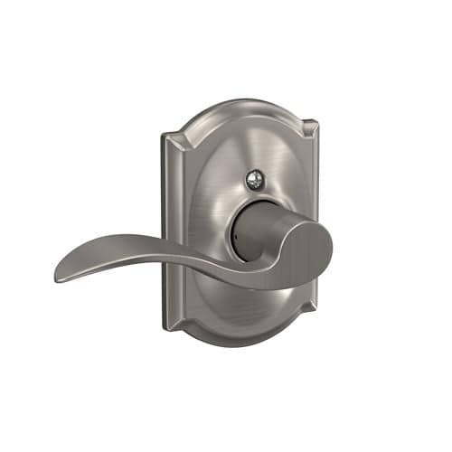 Schlage F170 ACC 619 CAM LH Left Handed Accent Door Lever with Camelot Trim, One Sided Non-Turning Dummy Door Handle, Satin Nickel