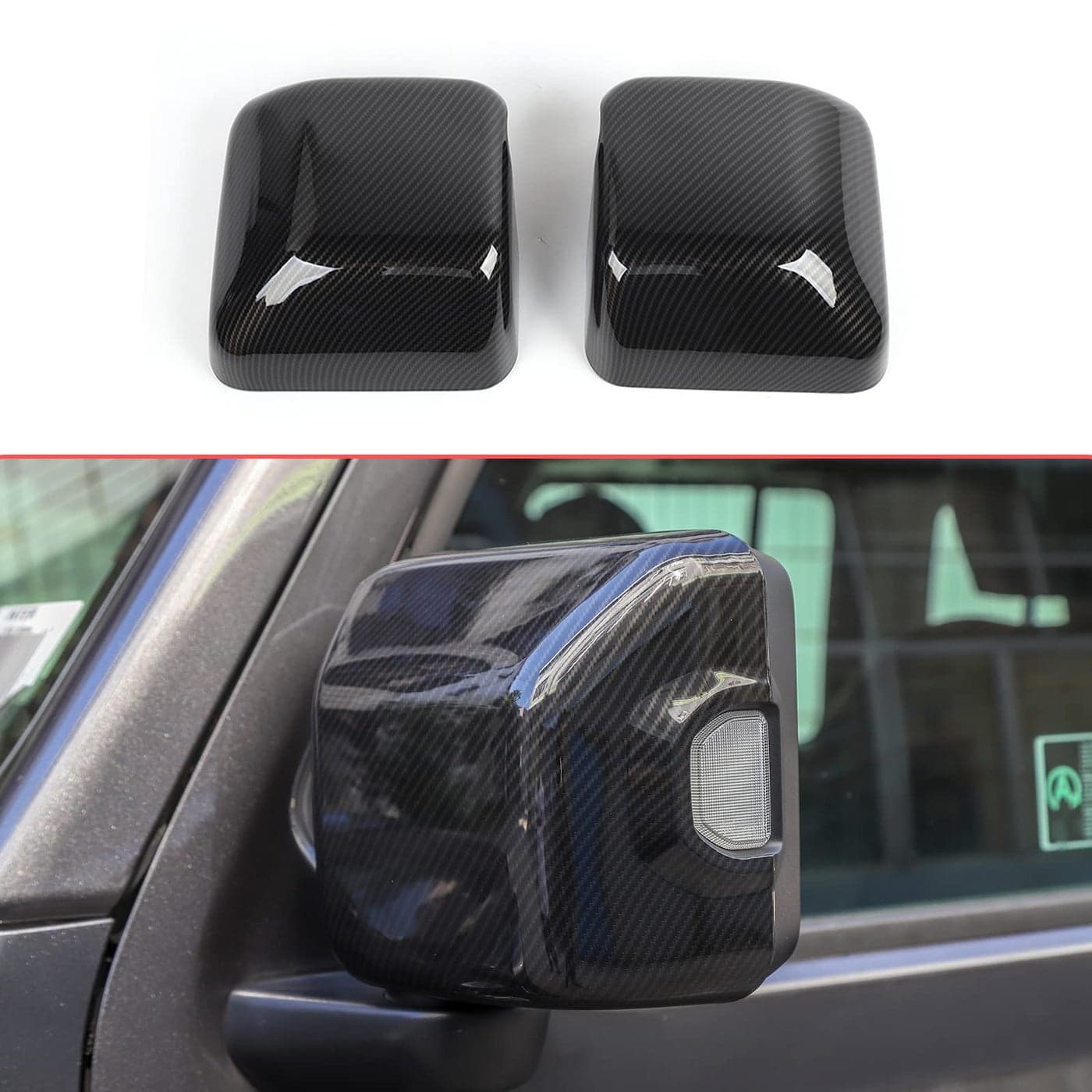 Rearview Mirror Cover Trim Shell Kit Car Rear View Mirror Exterior Decoration Accessories for Jeep Wrangler JL JLU 20182022 Gladiator JT Carbon Fiber Grain