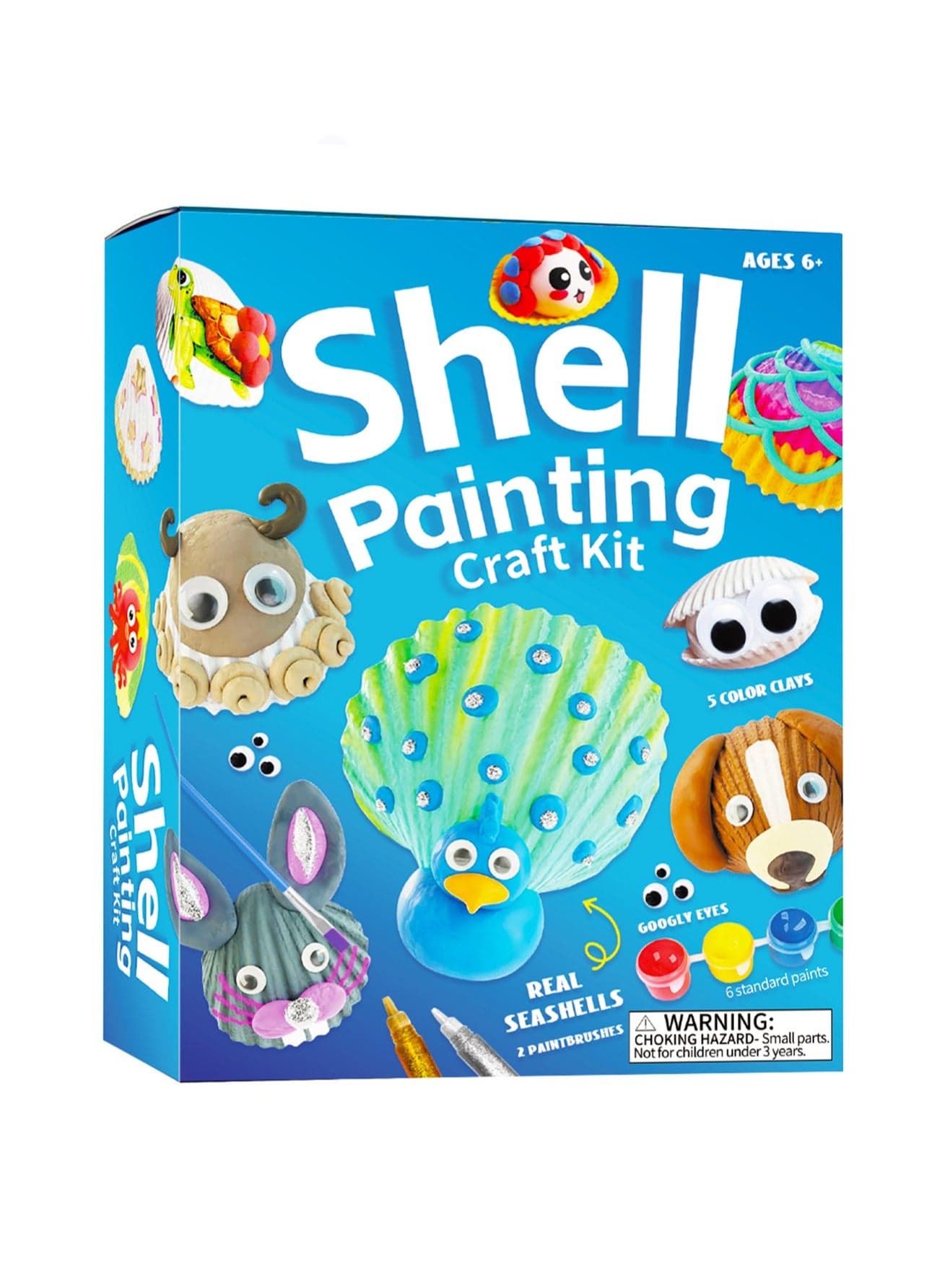Kids Sea Shell Painting Kit - Arts and Crafts Gift Kit for Boys and Girls Ages 4-12