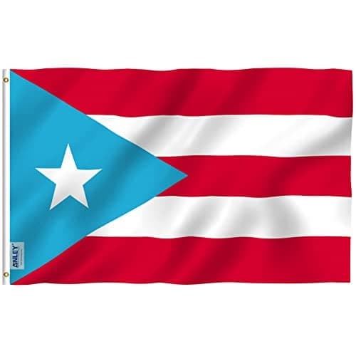 Anley Fly Breeze 3x5 Foot Light Blue Puerto Rico Flag Vivid Color and Fade proof Canvas Header and Double Stitched Puerto Rican PR National Flags Polyester with Brass Grommets 3 X 5 Ft