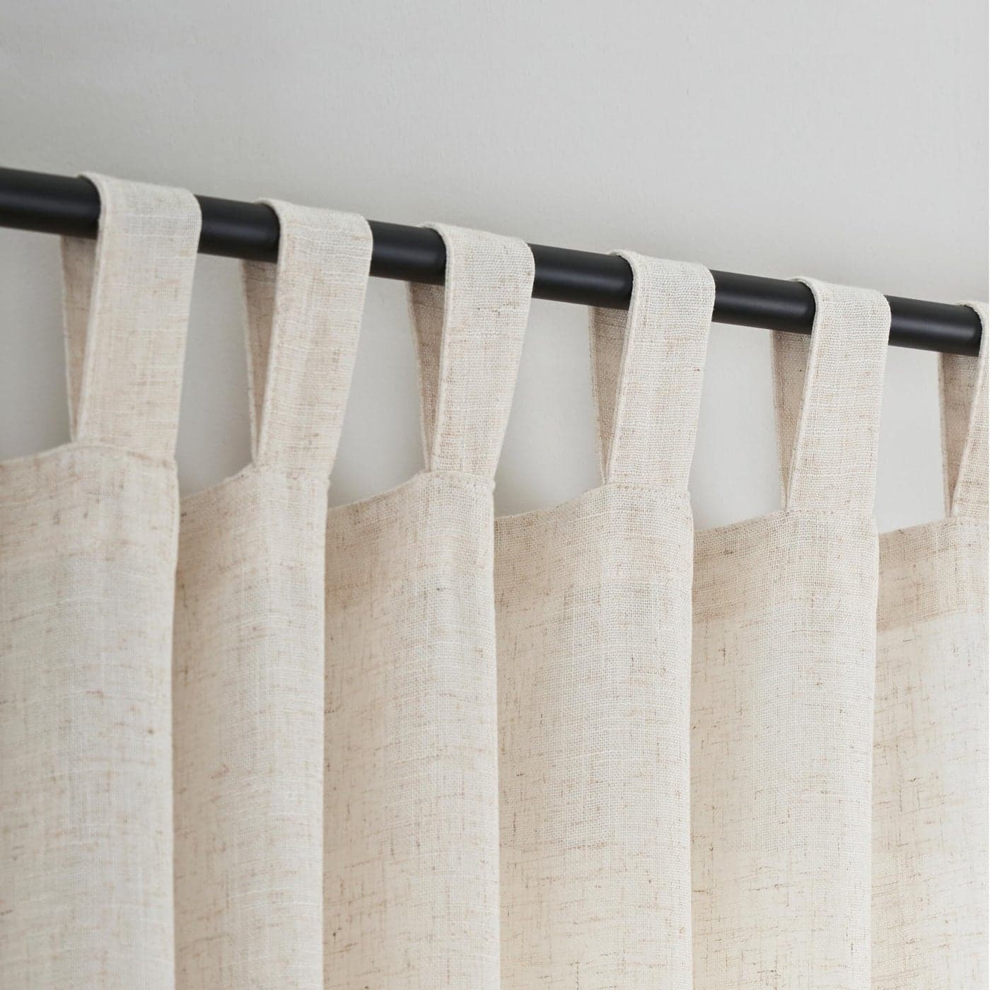 VOILYBIRD Natural Linen Semi Sheer Curtains Tab Top Light Filtering Elegant Curtains Drapes for Bedroom 52 x 63 Inch Length Set of 2 Panels