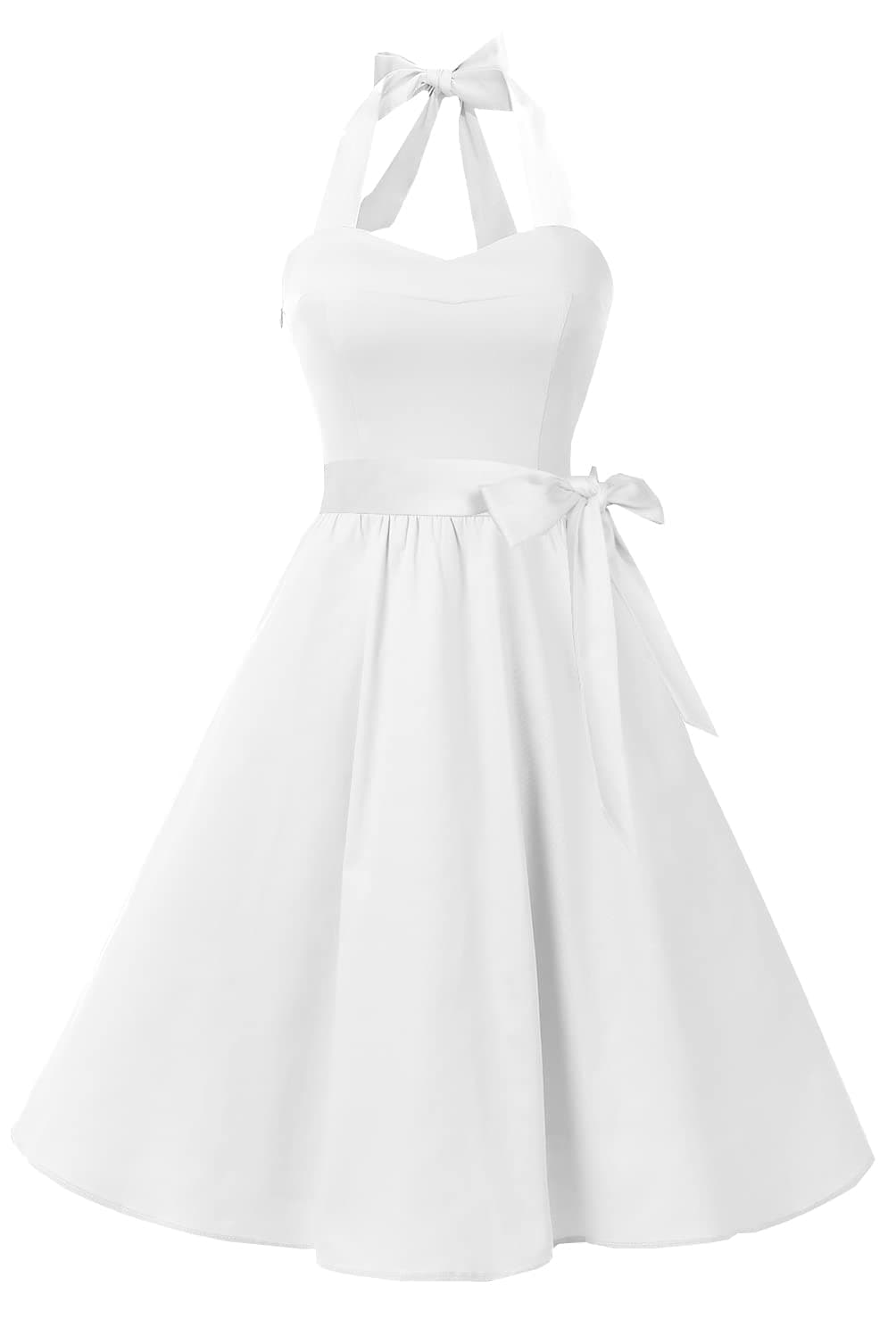 Topdress Women's Vintage Polka Audrey Dress 1950s Halter Retro Cocktail Dress White S