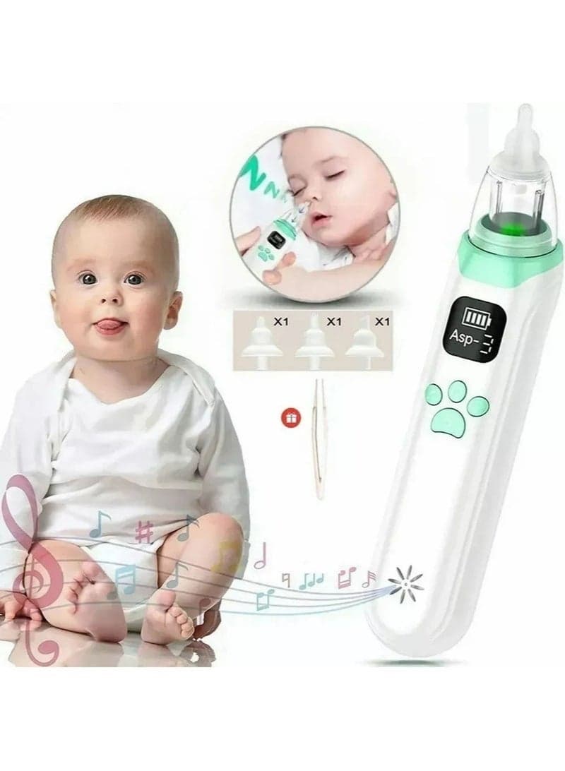 Electric Silent Baby Nasal Aspirator Automatic Nose Cleaner With Silicone Nose Tips Music Soothing Function Rechargeable Portable Nasal Aspirators