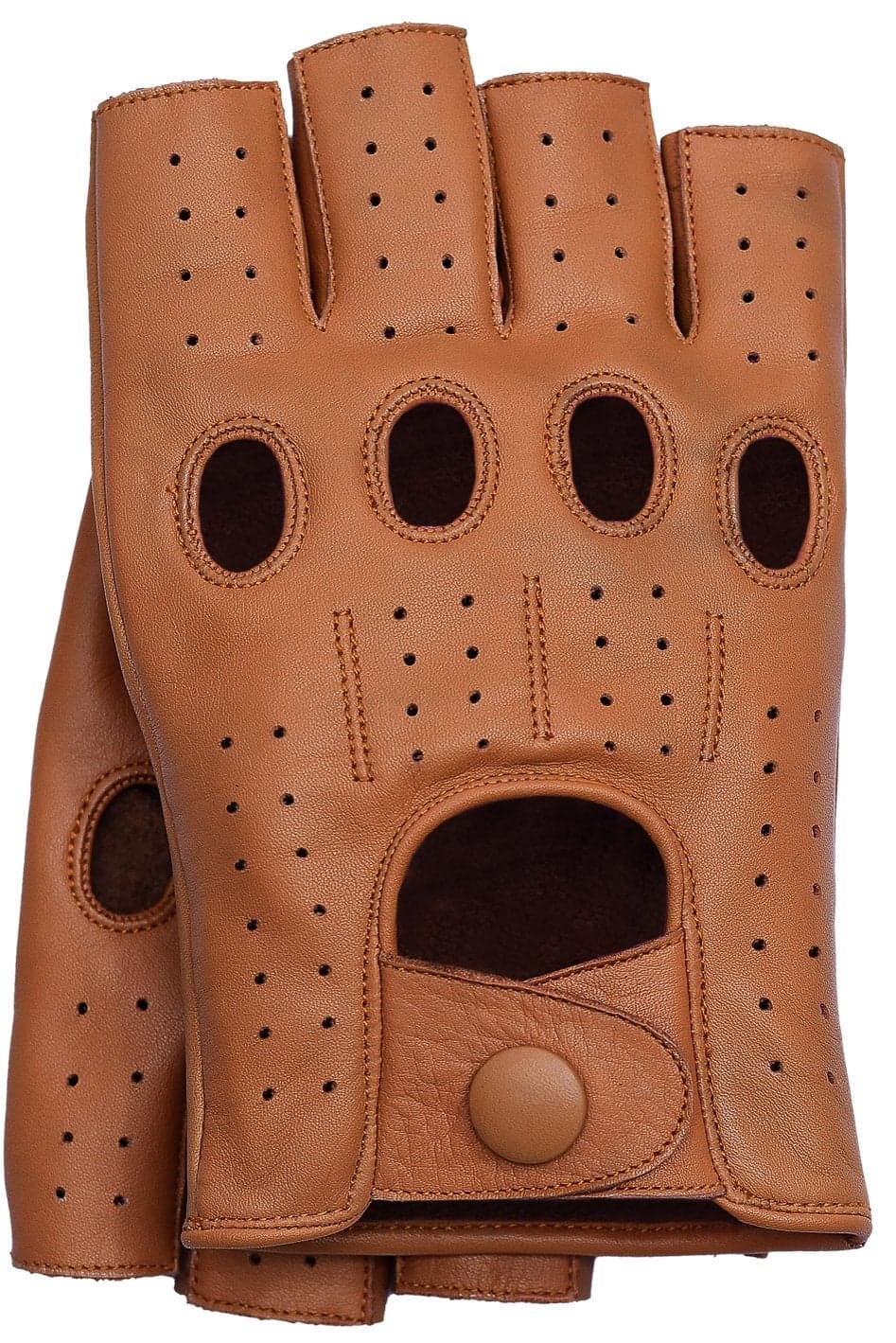 Riparo Motorsports Mens Fingerless Half Finger Driving Fitness Motorcycle Cycling Unlined Leather Gloves XLarge Cognac