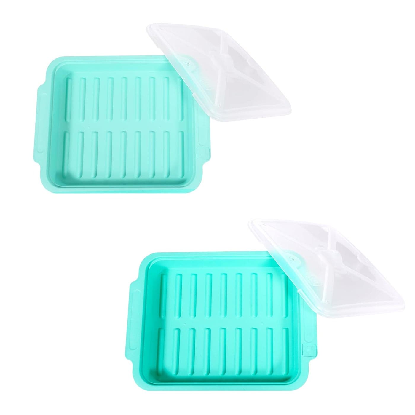 MMUGOOLER 2 Pack Microwave Easy Bacon MakerCooker with Lid Safety Quick and with No Mess 113 L x 90 W x 24 H Blue