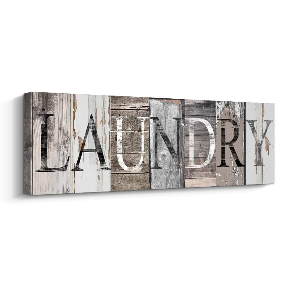 Pinetree Art Laundry Room Decor Canvas Wall Art Prints for rooms With Solid Wood Inner Frame Laundry 6 x 17 inch