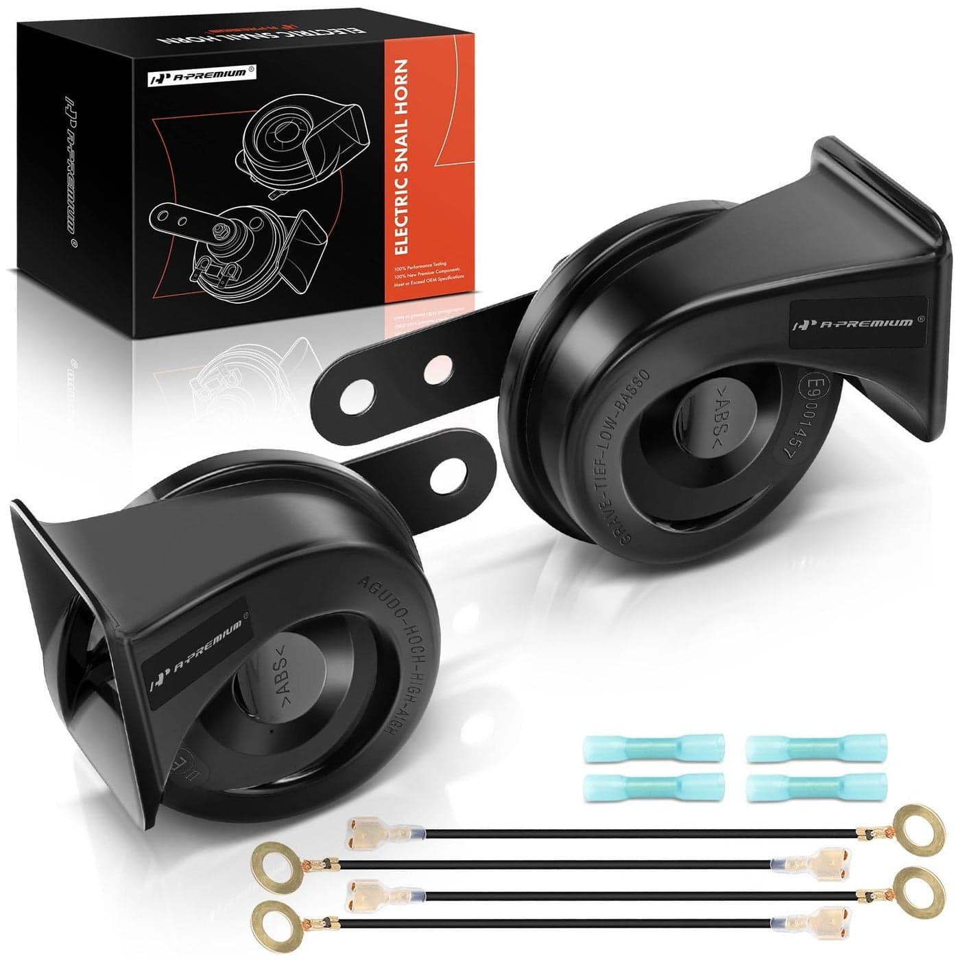 APremium Dual Snail Horn High Low Universal Electric Horns 12V 110dB Compatible with most Passenger Cars CommercialOffRoad Vehicles Gas Cars Electric Cars Motorcycles Trucks 80 mm