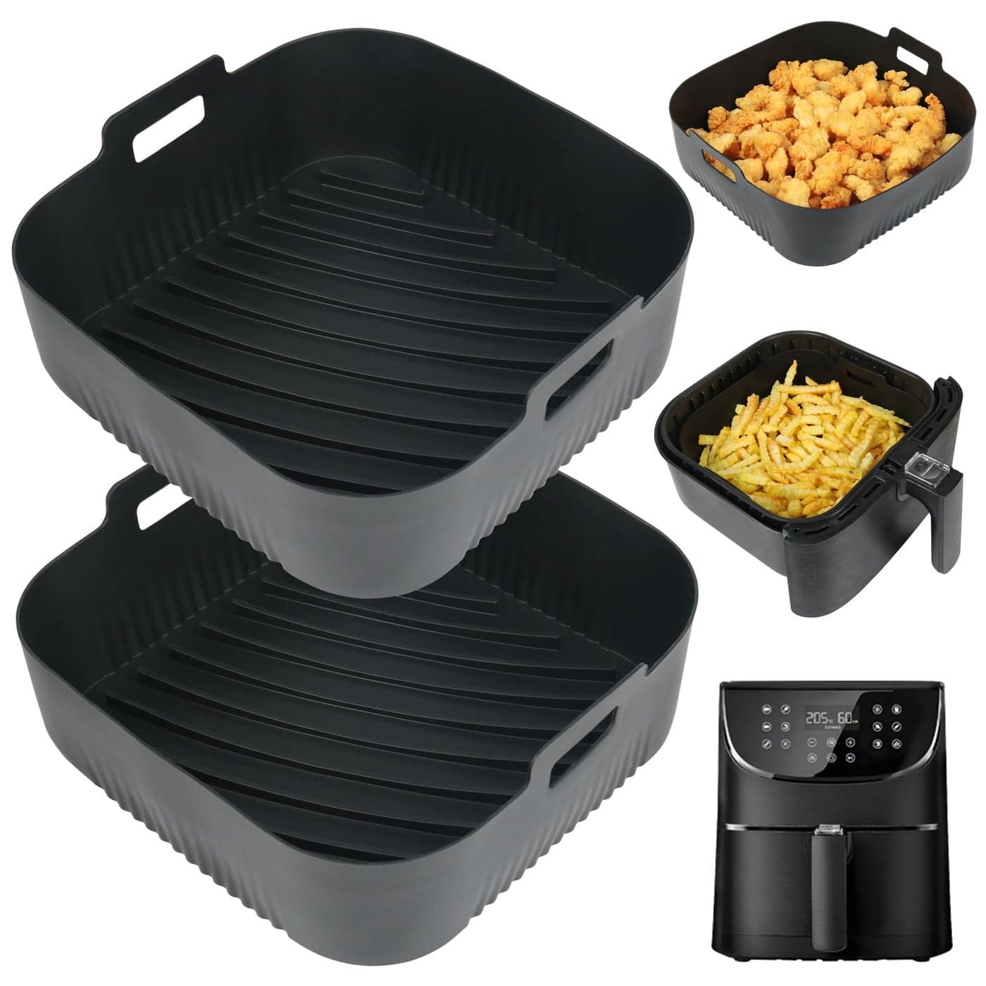 BYKITCHEN Air Fryer Silicone Liner 2 PCS 9 Inch Extra Large Air Fryer Liners for Tower Oven Air Fryer Accessories for Cosori 55LNinja Speedi 57L Tefal 65L Instant 57L Air FryerInner 205CM