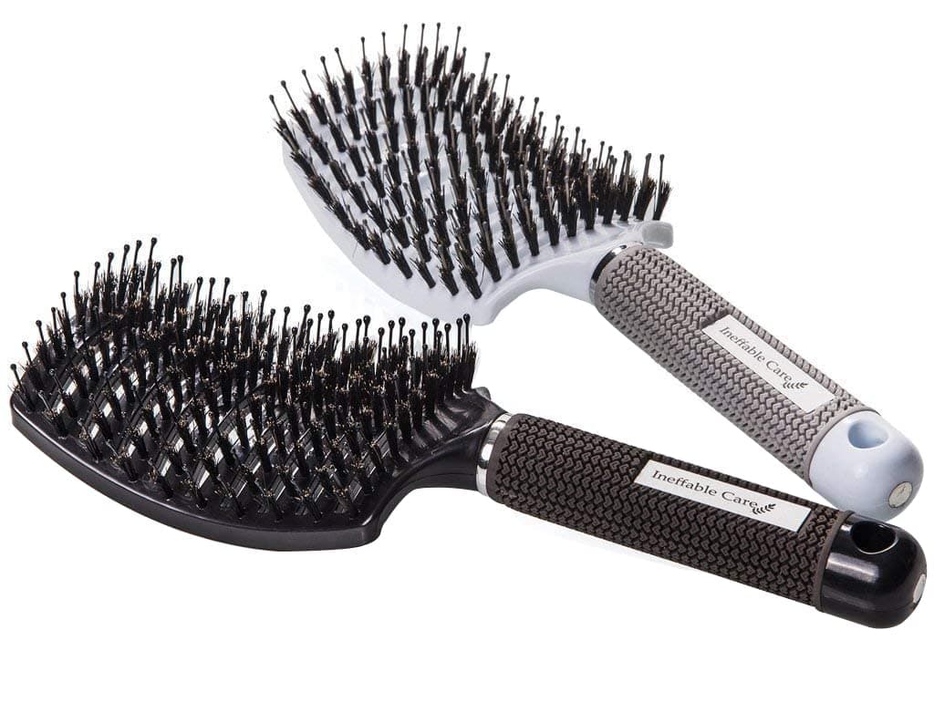 Boar Bristle Hair Brush set Curved and Vented for Wet and Dry Detangling Hair Brush for Women Long Thick Thin Curly Tangled Hair Vent Brush Stocking Stuffers Gift kit