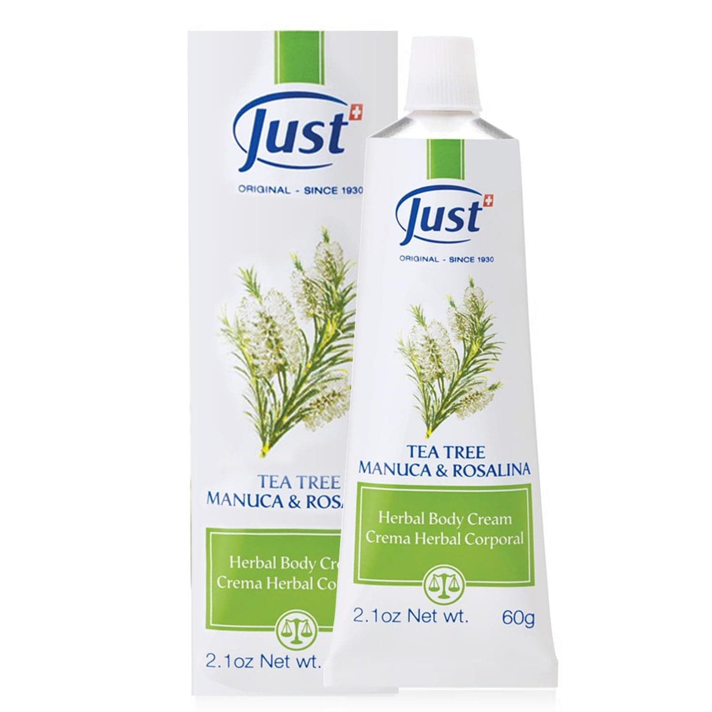 Swiss Just Tea Tree Oil, Manuka Honey and Rosalina Herbal Cream 60g.
