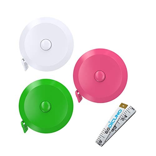 DiCUNO 60-Inch 1.5 Meter Soft and Retractable Tape Body Tailor Sewing Craft Cloth Dieting Measuring Tape (3 Colors, White Green Pink Package with Soft tape)