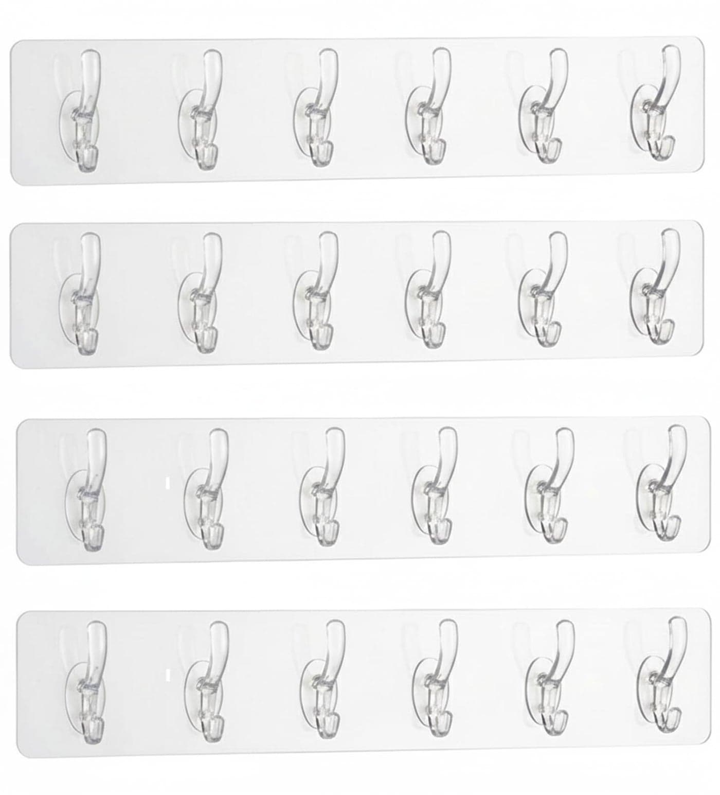 KBS Self Adhesive PVC Wall Hanger 6 Hook Sticker Transparent for Hanging Clothes,Towel,Key Home Kitchen Tools Office Bathroom Bedroom Products Door Multipurpose Organizers Accessories Items