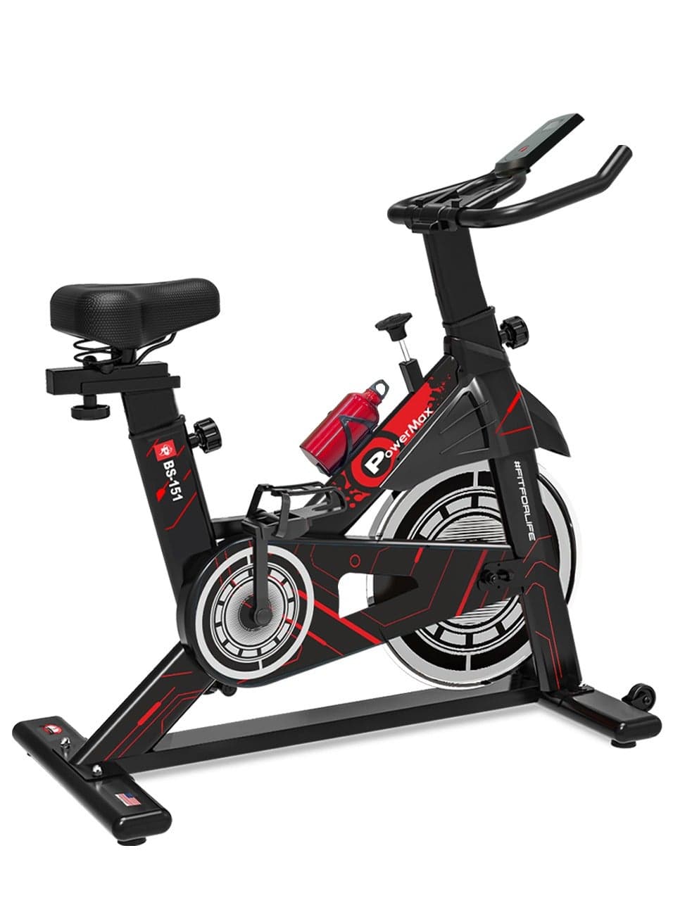 PowerMax Fitness BS-151 Spin Bike Exercise Cycle with 10KG flywheel, Max user wt. 130kg for maxpro home workout, 2-way adjustable seat, Knob braking, iphone holder, 1 Year Manufacturer Warranty.