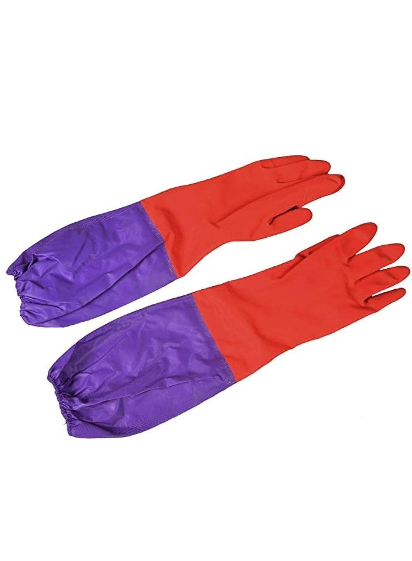 Waterproof Long Sleeve Latex Gloves, Rubber Cleaning Dishwashing Gloves, Extra Long Cuff Latex Free, Waterproof Reusable, Acid, Alkali and Oil Protection, For Indoor and Outdoor Kitchen Cleaning
