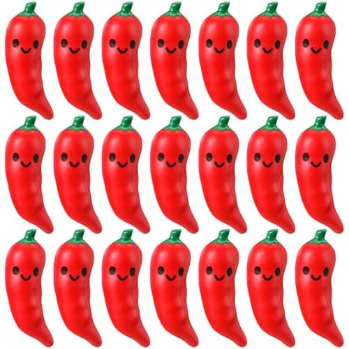 Arrowbash 20 Pcs Chili Pepper Stress Balls Cinco De Mayo Funny Emotional Stress Balls for Adult Employee Appreciation Gift Squeezable Foam Relief Mexican Festival Gift for Coworker Teacher Team Staff