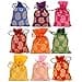Touchstone Drawstring Bags Traditional Indian Handcrafted in Paisley Pattern Brocade fabric Perfect for Gifts Jewelry Weddings Sweet Distribution Set of 9 Vibrant Multicolor Pouches Purses Potli