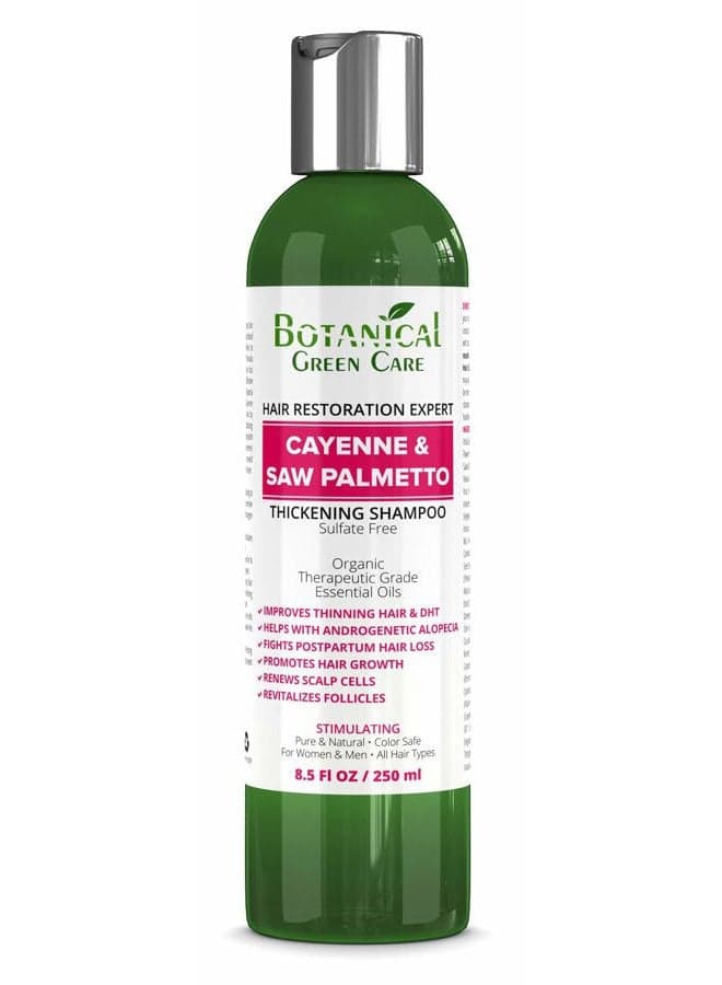 'Cayenne & Saw Palmetto' Anti-Thinning Shampoo - Hair Growth Formula for Thicker, Fuller Hair for Women & Men