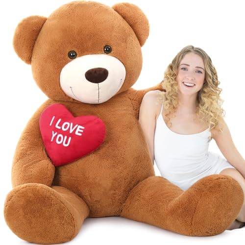 Tezituor Giant Teddy Bear Stuffed Animal 5Ft with HeartLarge I Love You Bear Plush Toys for Kids Gift for Girlfriend
