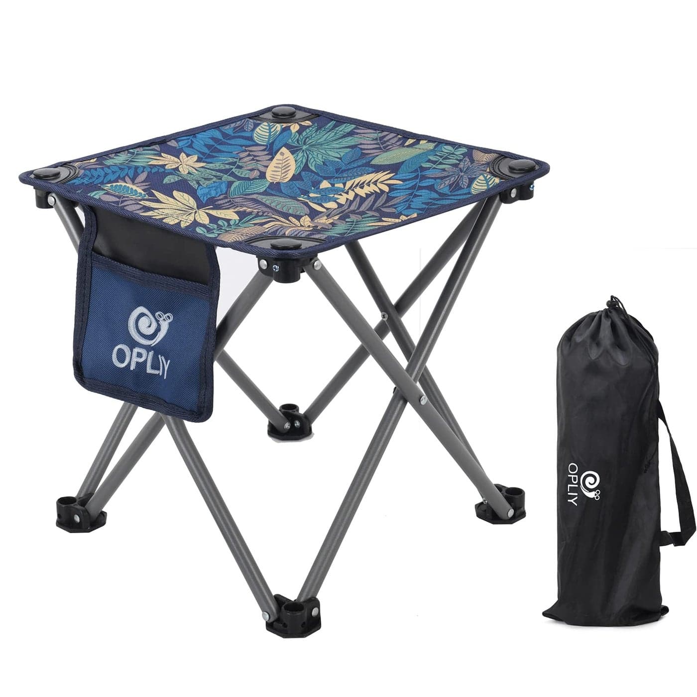 Opliy Camping Stool Folding Small Chair Portable Camp Stool for Camping Fishing Hiking Gardening and Beach Camping Seat with Carry Bag BlueLeaf