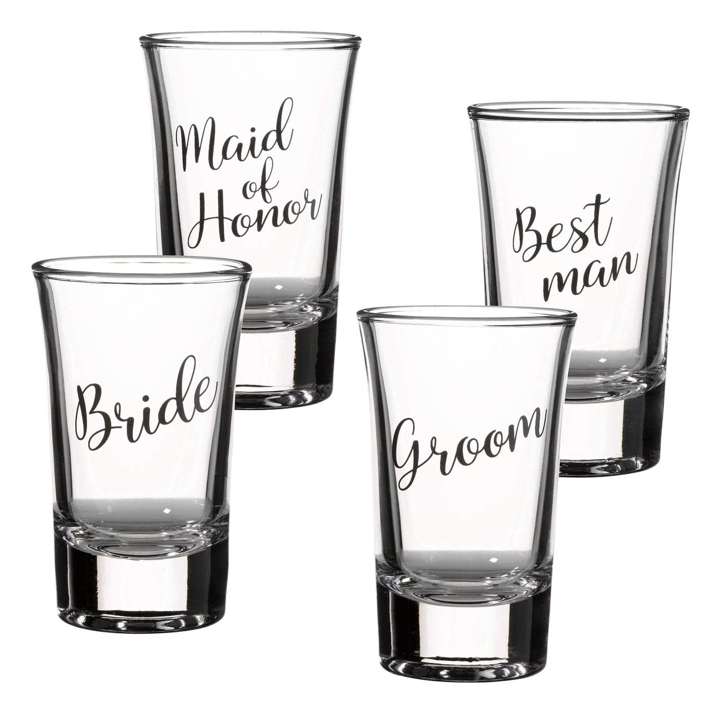 Lillian Rose Bride Groom Maid of Honor and Best Man Shot Glass Set