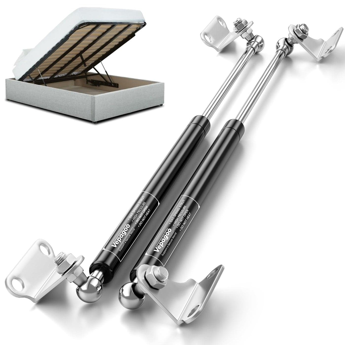 Vepagoo Gas Struts 15 Inch 80Lb356N Shock with Brackets RV Bed Storage Door Lift Kit Heavy Lid Duty Springs Fit 64lb88lb Lid 2pcs 1pair