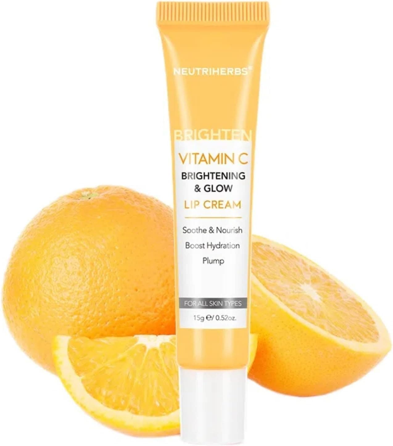Neutriherbs Lip Balm Vitamin C Brightening Glow Lip Cream Nourish and Soothes Dry Cracked Pigmented Lips Repair Chapped Lips Crystal Gel Lip Care with Squalane Portable Lip Treatment 15G