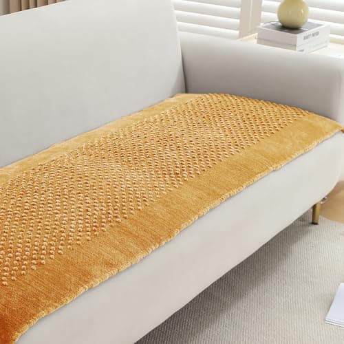HOKIPO Poly Velvet Thick Sofa Cover Mats for L Shape and 1/2/3 Seater Sofa. Make Your Own Sofa Cover Set, Mat Length 60(D) X 170(L) Cm, Buff Cream (In-760-Bcrm)