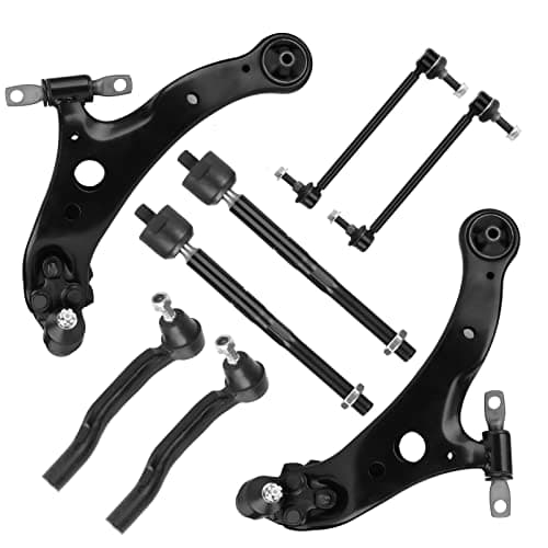 Front Lower Control Arms w/Ball Joint Sway Bars Tie Rods for 2004-2010 Toyota Sienna (10pc Set)