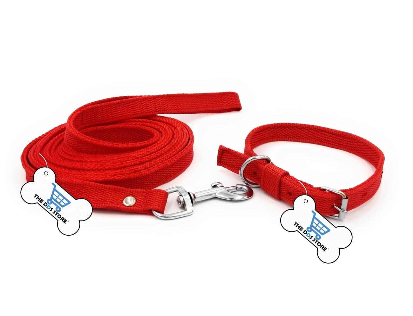 THE DDS STORE Nylon Dog Leads,Easy to Clean,Soft Lightweight Strong Leash for Daily Walk with Puppies and Small to Medium Sized Breeds (RED, Small (Neck Size 27-37 cm))
