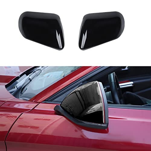 RT-TCZ Rearview Mirror Cover Trim Kit Decoration for Ford Mustang 2015 2016 2017 2018 2019 2020 2021 2022 2023 2024 (Black)