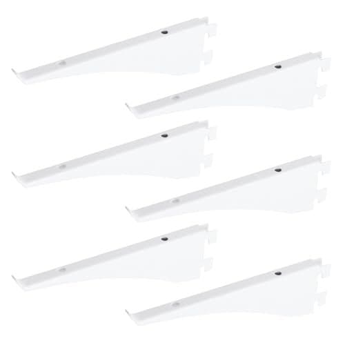 Oedema 6 Pcs Shelf Bracket Double Track System Shelf Brackets 6 Inch Adjustable Shelving Shelf for Home Utility Room Kitchen Closet White