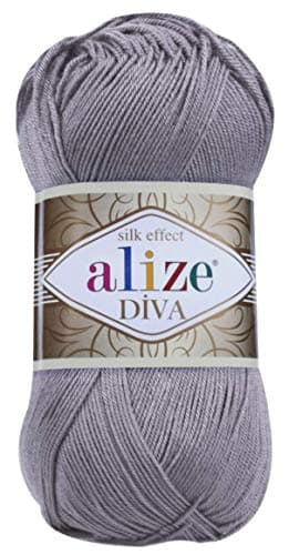 Alize Diva Silky Effect 100% Microfiber Acrylic Yarn 1 Ball skeins 100gr 383yds Color (348 - Smoky)