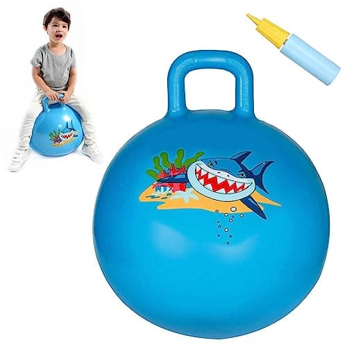 INPANY Hopper Ball 18 Inches Bouncy Ball with Handles Bouncing Bounce Balls Hopper Inflatable Jumping Hopping Toys for Kids Ages 36 Hoppity Hop Girls Boys Gifts Pump Included