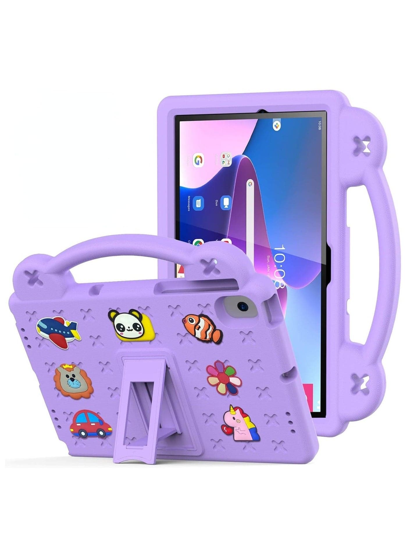 Kids Case Compatible with Lenovo Tab M10 3rd Gen 10.1 inch (TB-328FU/TB-328XU) 2022, Heavy Duty EVA Foam Shockproof Cover Kids Proof Tablet Case with Stand (Purple)