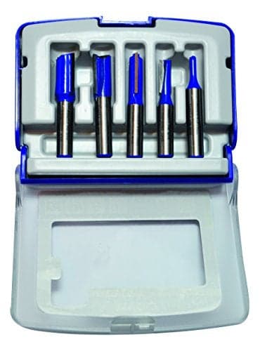 TIVOLY - Straight Router Bit Set 6 Pieces- 5/46" -8mm Shank - Carbide Blade - Diam 4-6-8-10-12mm - 5/32"-1/4"-5/16"-25/64"-15/32"