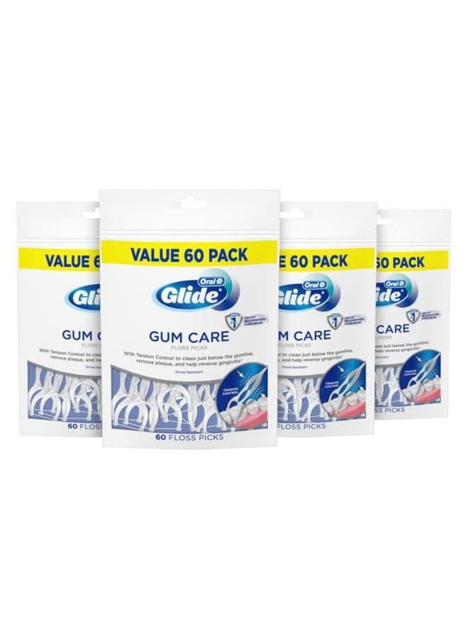 Oral B Glide Dental Floss Picks, Gum Care, 60 Count, Pack Of 4