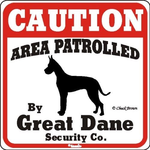 Dog Yard Sign Caution Area Patrolled by Great Dane Security Company