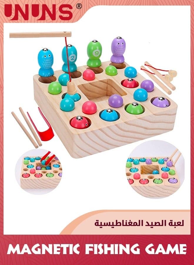 Magnetic Fishing Game,Montessori Toys For Toddlers,Wooden Game,Fine Motor Skill Autism Toys,Magnet Pole Clamp Chopsticks Preschool Math Game,Gift Kids Age 3 4 5 6 Year Old