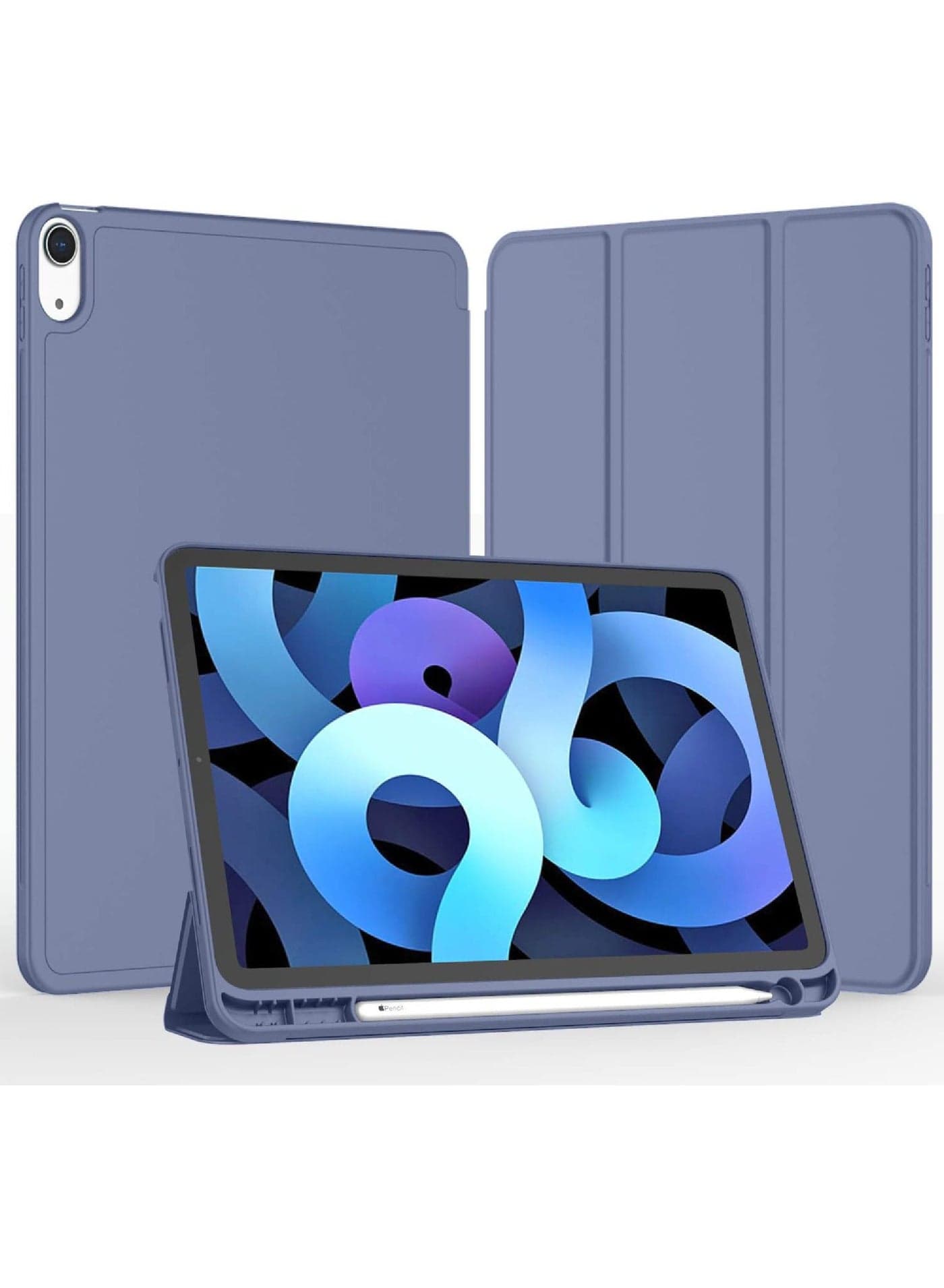Slim Case for iPad Air 11 Inch M2 2024 and iPad Air 5th 4th Generation 10.9 Inch with Pencil Holder Soft TPU Back Auto Wake Sleep Function
