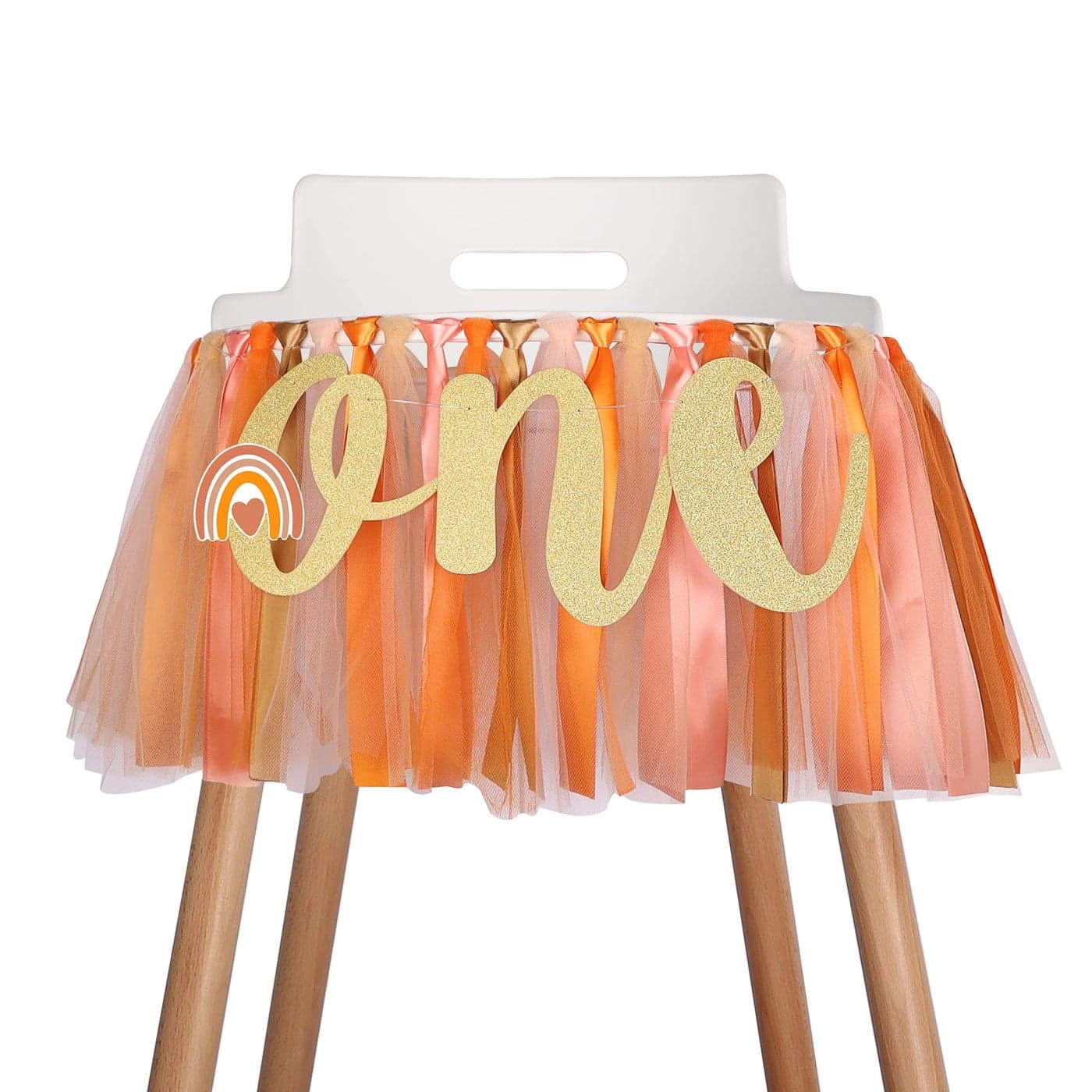 Boho Rainbow Highchair Banner Decoration for Baby 1st First Birthday Banner High Chair Fabric Garland Party Supplies Orange Pink Brown Photo Props Handmade