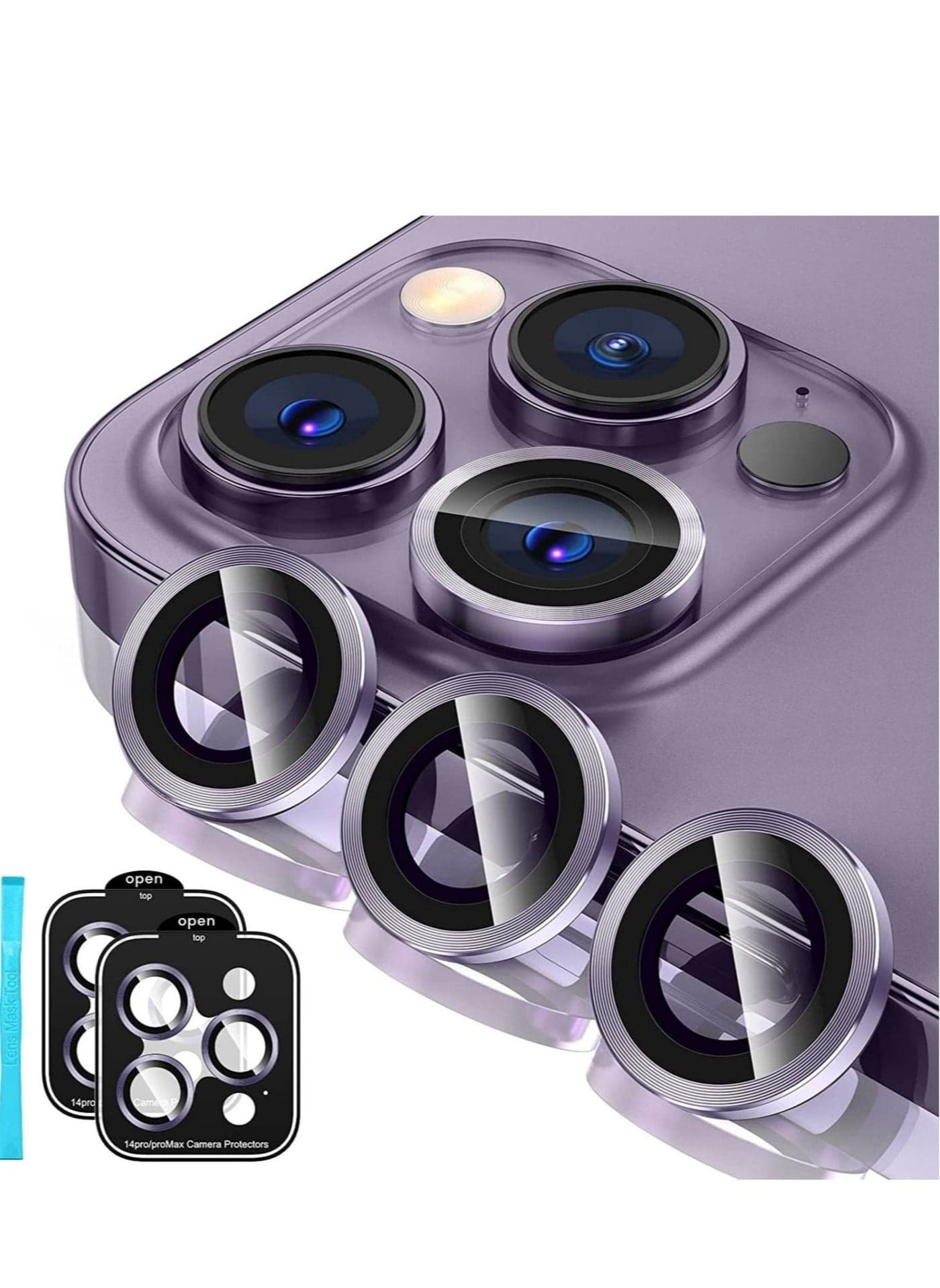 iPhone 14 Pro - iPhone 14 Pro Max Camera Lens Protector, 9H Tempered Glass Camera Cover Screen Protector Metal Individual Ring for iPhone 14 Pro 6.1 inch /14 ProMax 6.7 inch 2022