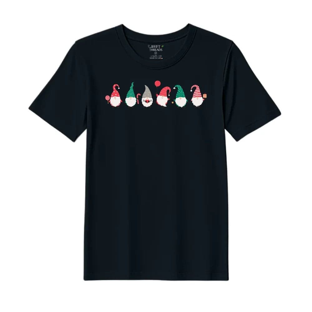 BYFT Threads XXL Black Polycotton T-Shirt - Christmas "ELF" Printed Design, Premium Holiday Collection