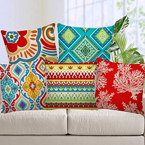 AEROHAVEN™ Set of 5 Decorative Hand Made Jute Throw/Pillow Cushion Covers - CC-173 - (20 x 20 Inch)