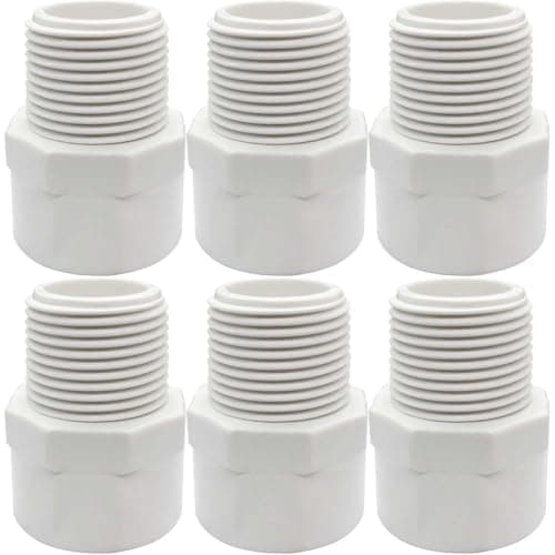 YSIL 114 NPT Male Thread x Slip Socket PVC Pipe Fitting Adapter Connector Union Coupling for 114 Inch SCH40 PVC Pipe White 6 Pack