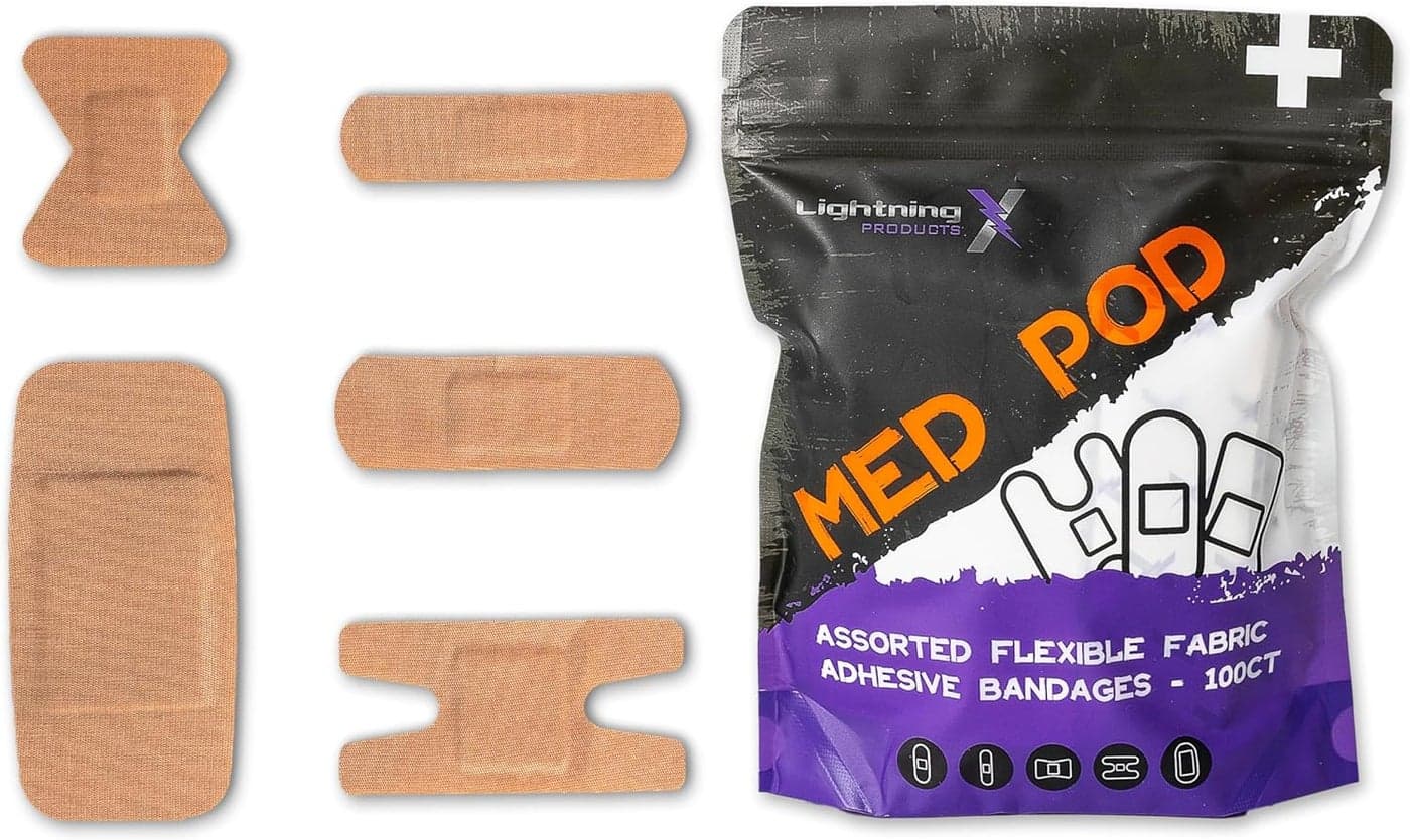 Lightning X Products Heavy Duty Flexible Fabric Assorted Adhesive Bandages for First Aid Kits Pack of 100 5 Sizes