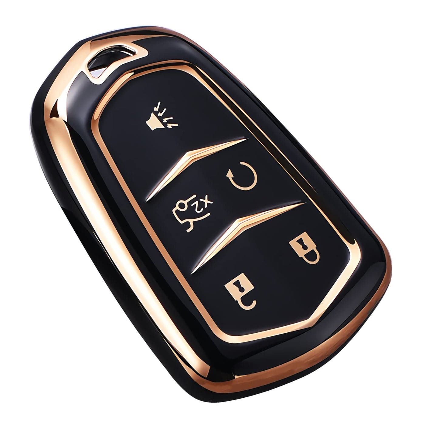 Cacacar for Cadillac Escalade Key Fob Cover for Cadillac ATS CTS CT6 STS SRX XT5 Key Fob Case Premium Soft TPU Full Protection Smart Key Holder Black
