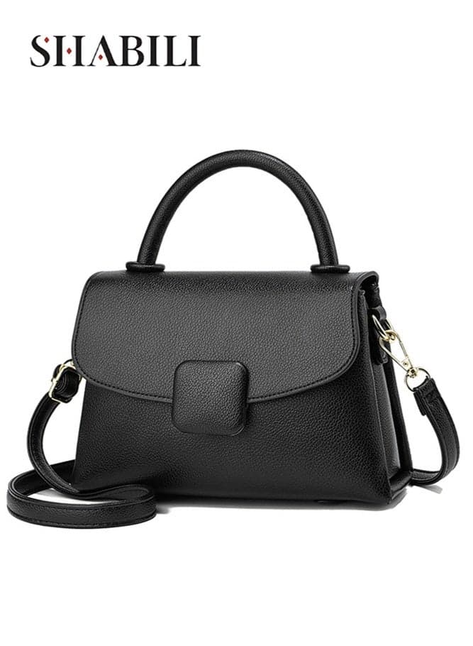 Women PU Shoulder Bag Crossbody Sling Satchel Tote, Ladies Youth Handbag with Top Handle, Large-Capacity Multi-Pocket Cross Bags for Daily Casual Travel, Adjustable Strap Versatile Work Party(Black)