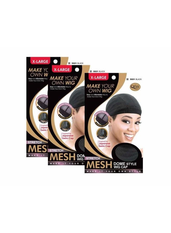 (3 Pack) Mesh Dome Style Wig Cap Extra Large 5021