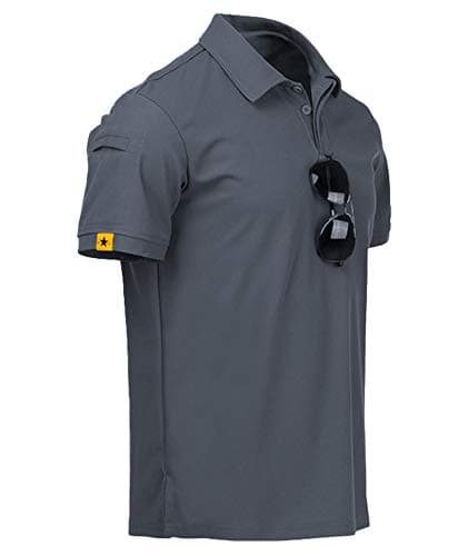 SCODI Mens Polo Shirts Performance Short Sleeve Tactical Shirts Athletic Golf Shirt for Men Daily Casual Collared T-Shirt Grey L